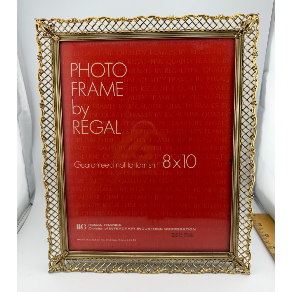 Regal Frames 8x10 Photo Frame Gold Tone Vintage Filigree Lattice Ornate